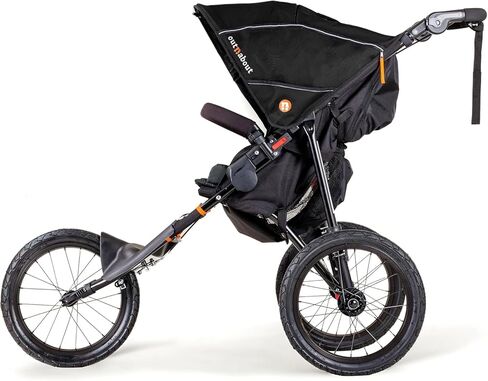 Out’n’About Nipper Sport Jogging Stroller | Lightweight All-Terrain 3-Wheel Stroller | Rain Cover Included | 16" Air-Filled Tires, Suspension, Handlebar Brake | Newborn to 4 Years | Summit Black in Kuwait