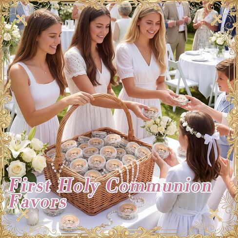 Kenning 24 Pcs First Communion Mini Rosaries Gift Baptism Party Favor Catholic Recuerdos De Pnmera Comunio First Holy Communion Memorial Gift for Religious Party Guests Boy Girl in Kuwait