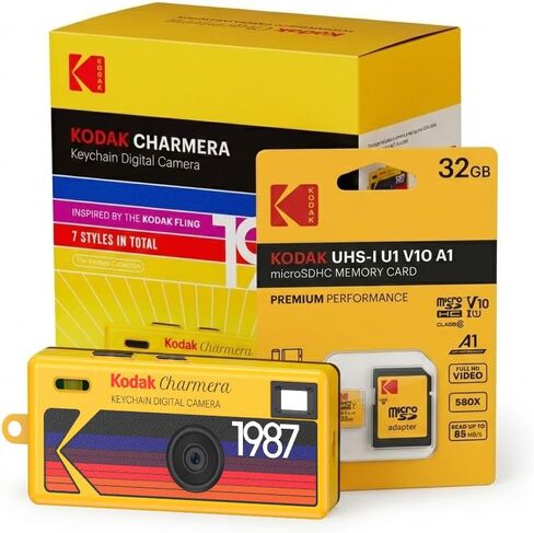 كاميرا رقمية بسلسلة مفاتيح Kodak Charmera (صندوق أعمى بنمط عشوائي، كاميرا واحدة) مع حزمة بطاقة ذاكرة سعة 32 جيجابايت (عنصران) in Kuwait
