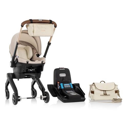Evenflo Shyft DualRide Infant Car Seat Stroller Combo with Green & Gentle Fabric (Champagne) in Kuwait