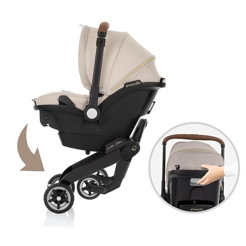 Evenflo Shyft DualRide Infant Car Seat Stroller Combo with Green & Gentle Fabric (Champagne) in Kuwait