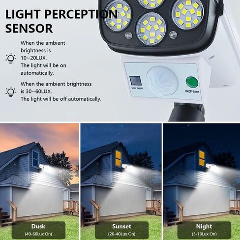 New Solar Wall lamp 77 LED Sensor Security Simulation Camera IP65 Waterproof Light with Three Modes Suitable for Courtyard Lamp in Kuwait