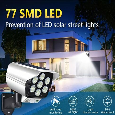 New Solar Wall lamp 77 LED Sensor Security Simulation Camera IP65 Waterproof Light with Three Modes Suitable for Courtyard Lamp in Kuwait