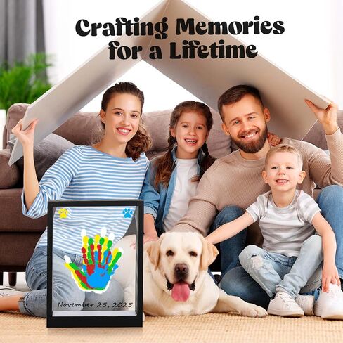 Bixinyo Family Handprint Kit with Light, Baby Hand and Footprint Keepsake Wooden Frame, Family Gifts for Mom, Women, New Parents, Mother's Day, Adoption Gifts, 5 Non-Toxic Paints (Light, Black) in Saudi Arabia