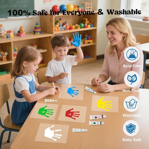 Bixinyo Family Handprint Kit with Light, Baby Hand and Footprint Keepsake Wooden Frame, Family Gifts for Mom, Women, New Parents, Mother's Day, Adoption Gifts, 5 Non-Toxic Paints (Light, Black) in Saudi Arabia