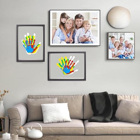 Bixinyo Family Handprint Kit with Light, Baby Hand and Footprint Keepsake Wooden Frame, Family Gifts for Mom, Women, New Parents, Mother's Day, Adoption Gifts, 5 Non-Toxic Paints (Light, Black) in Saudi Arabia