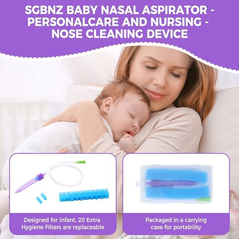 Nasal Aspirator for Baby with 20 Hygiene Filters Nose Sucker, Reusable Infant Nose Cleaner, Easy to Use and Clean, Custom-Sized for Newborns Nasal -Portable for Both Travel and Home Use-Purple in Kuwait