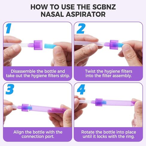 Nasal Aspirator for Baby with 20 Hygiene Filters Nose Sucker, Reusable Infant Nose Cleaner, Easy to Use and Clean, Custom-Sized for Newborns Nasal -Portable for Both Travel and Home Use-Purple in Kuwait