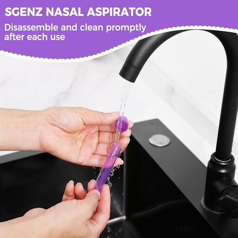 Nasal Aspirator for Baby with 20 Hygiene Filters Nose Sucker, Reusable Infant Nose Cleaner, Easy to Use and Clean, Custom-Sized for Newborns Nasal -Portable for Both Travel and Home Use-Purple in Kuwait