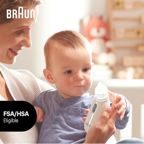 Braun Electric Nasal Aspirator - Mucus Remover, Blocked Nose Relief for Newborn, Baby and Toddler, Electric Suction Power, 2 Suction Levels, 2 Nose Tip Sizes, Dishwasher Safe, FSA and HSA Eligible in Kuwait