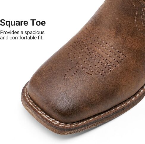 DREAM PAIRS Cowboy Cowgirl Boots for Women Wide Square Toe Western Mid Calf Pull-On Embroidered Stitched Retro Boots in Saudi Arabia
