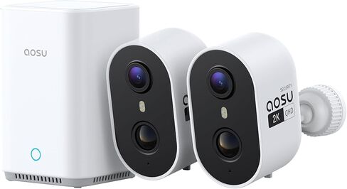 aosu Wireless Indoor/Outdoor Security Camera Kit with aosuBase Local Storage, 2K with 6X Zoom, 4-View Live, Cross-Camera Person Timeline, PIR + AI Human Detection, Color Night Vision, 4-Cam-Kit in Saudi Arabia
