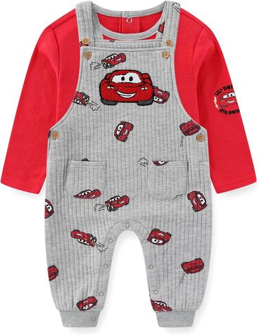 Disney Cars Lightning McQueen Baby Boys Long Sleeve Shirt and Overalls 2-Piece Set for Infant in Kuwait