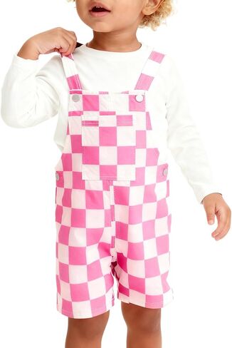 Haloumoning Toddler Baby Boys Checkered Overalls Kids Sleeveless Jumpsuit Shorts Summer Romper with Pocket 9M-8Y in Kuwait