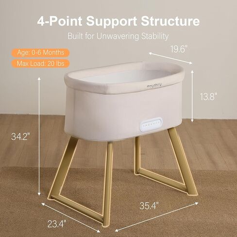 Maydolly Smart Soothing Baby Bassinet – Smart Newborn Bassinet with Cry Detection that Automatically Responds – Breathable Infant Sleeper for Newborns to 6 Months（Beige） | Cry Response, 15 Soothing Modes, Airy Comfort, Easy Setup in Kuwait