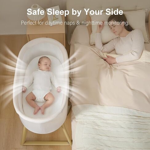 Maydolly Smart Soothing Baby Bassinet – Smart Newborn Bassinet with Cry Detection that Automatically Responds – Breathable Infant Sleeper for Newborns to 6 Months（Beige） | Cry Response, 15 Soothing Modes, Airy Comfort, Easy Setup in Kuwait