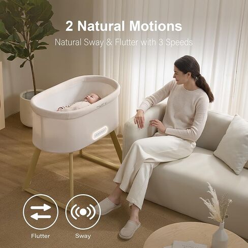 Maydolly Smart Soothing Baby Bassinet – Smart Newborn Bassinet with Cry Detection that Automatically Responds – Breathable Infant Sleeper for Newborns to 6 Months（Beige） | Cry Response, 15 Soothing Modes, Airy Comfort, Easy Setup in Kuwait