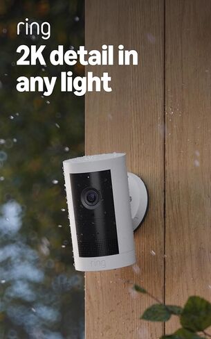 كاميرا Ring Outdoor Cam Plus الجديدة، البطارية (أحدث طراز)، أمان المنزل أو العمل، فيديو بزاوية واسعة 2K مع رؤية حلقية، رؤية منخفضة الإضاءة لرؤية ليلية كاملة الألوان، متعددة الاستخدامات يمكن تركيبها في أي مكان، أبيض in Kuwait