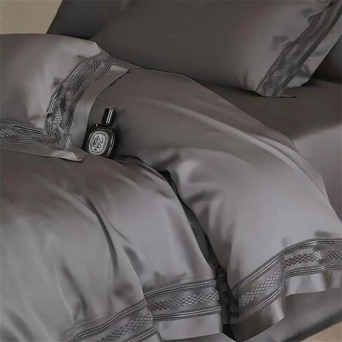Size Premium Matcha Dusty Pink Chic Hollow Out Duvet Cover Eucalyptus Lyocell Silky Soft Cooling 4 Piece Bedding Set Bed Sheet and Pillowcases(Color 2,Flat Bed Sheet#Double 200X200cm4Pcs) in Kuwait
