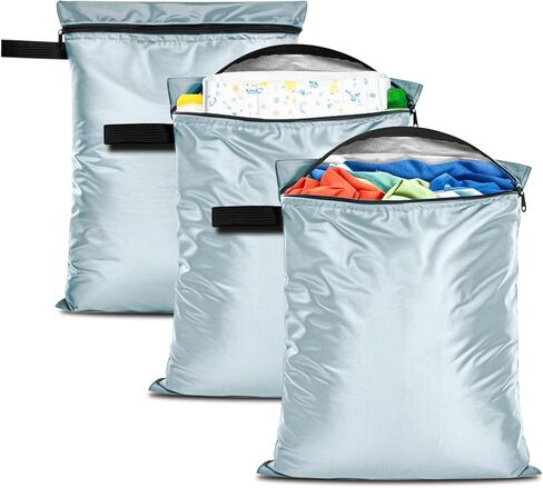3Pack Wet Dry Bags for Swimsuits and Towels,Waterproof Reusable,Zipper | Wet Bags for Baby Diapers,Durable Oxford Cloth,Bathing Swimming Wet Clothes Bag for Travel Beach, with Handles,Blue in Saudi Arabia
