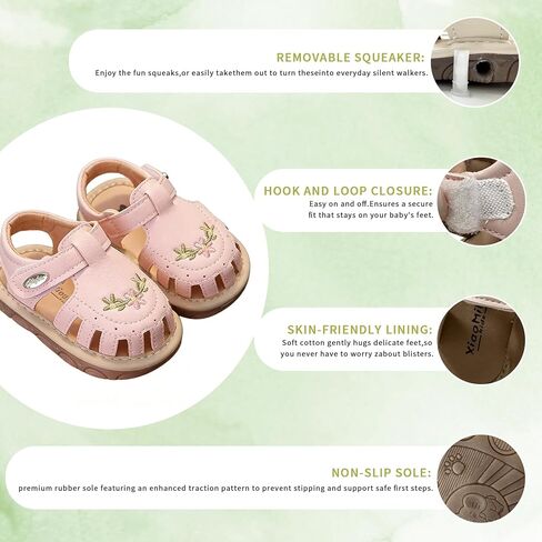 Jastore Infant Baby Girls Boys Squeaky Sandals Summer Flower Sandals Newborn Crib Shoes First Walkers Prewalkers Shoes in Saudi Arabia