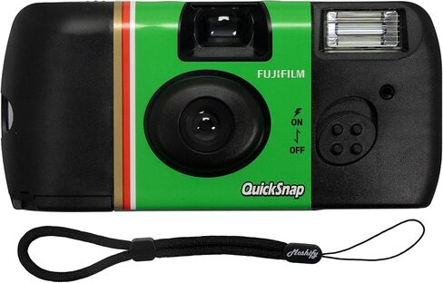 كاميرا Fujifilm QuickSnap Flash 400 يمكن التخلص منها - كاميرا فيلم واحدة مقاس 35 مم + حزام معصم Moshify قابل للتعديل - كاميرا Fuji يمكن استخدامها مرة واحدة للسفر والحفلات وحفلات الزفاف والأحداث in Kuwait