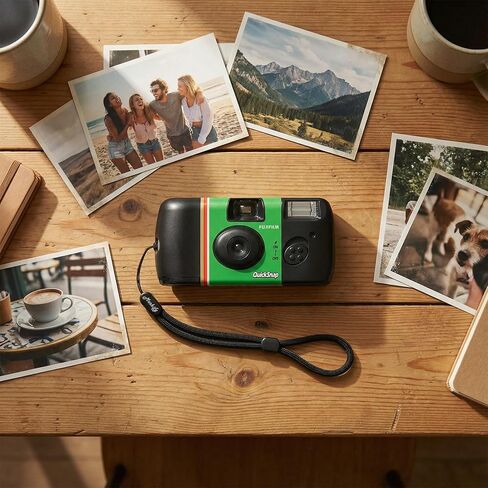 كاميرا Fujifilm QuickSnap Flash 400 يمكن التخلص منها - كاميرا فيلم واحدة مقاس 35 مم + حزام معصم Moshify قابل للتعديل - كاميرا Fuji يمكن استخدامها مرة واحدة للسفر والحفلات وحفلات الزفاف والأحداث in Kuwait