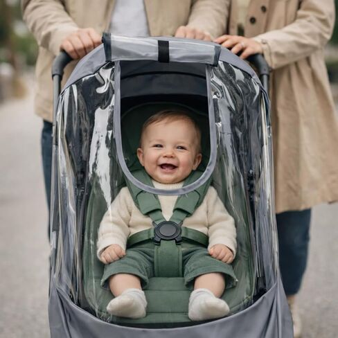 Stroller Rain Cover Compatible with Joolz AER+ & AER 2 – Clear Weather Shield with Front Access Window, Ventilation Holes & Built-in Storage Pouch, Full Coverage Protection from Rain, Wind & Snow in Kuwait