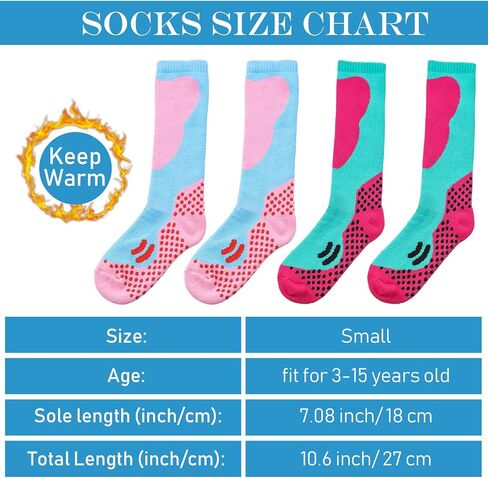 Geyoga Kids Ski Socks 4 Pairs Winter Warm Long Knee Snow Skiing Snowboard Skating Socks for Boy Girl Christmas Activities (Vintage Pattern) in Saudi Arabia