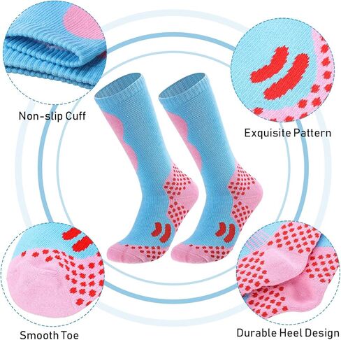Geyoga Kids Ski Socks 4 Pairs Winter Warm Long Knee Snow Skiing Snowboard Skating Socks for Boy Girl Christmas Activities (Vintage Pattern) in Saudi Arabia