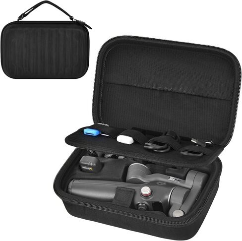 حافظة صلبة متوافقة مع DJI Osmo Mobile 7/ 7p/ 8 Gimbal Stabilizer للهاتف، صندوق حمل للسفر مع مقسم وجيب للملحقات (الحقيبة فقط) - أسود in Saudi Arabia
