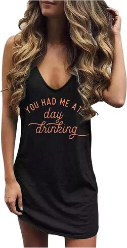 CHUNTIANRAN Mini Dress for Women Summer Beach Vacation T Shirts Sundress Sexy V Neck Sleeveless Tanks Dresses in Saudi Arabia