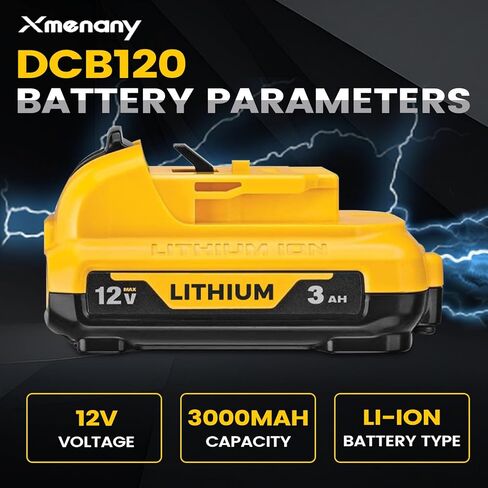 استبدال بطارية DCB120 Li-ion 3.0Ah لبطارية Dewalt 12V Max DCB127 DCB120 DCB123 المتوافقة مع شاحن Dewalt 12V وأداة الطاقة، حزمة واحدة in Saudi Arabia