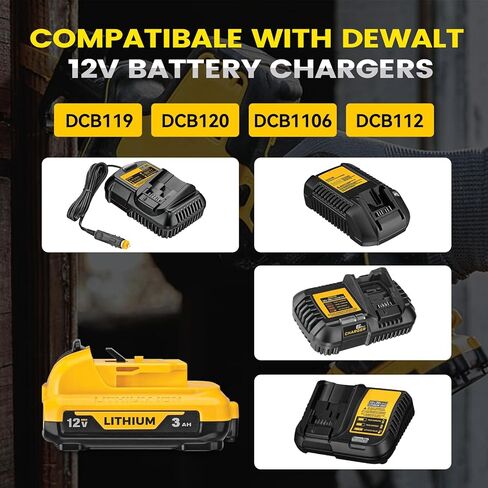 استبدال بطارية DCB120 Li-ion 3.0Ah لبطارية Dewalt 12V Max DCB127 DCB120 DCB123 المتوافقة مع شاحن Dewalt 12V وأداة الطاقة، حزمة واحدة in Saudi Arabia
