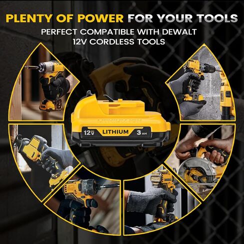 استبدال بطارية DCB120 Li-ion 3.0Ah لبطارية Dewalt 12V Max DCB127 DCB120 DCB123 المتوافقة مع شاحن Dewalt 12V وأداة الطاقة، حزمة واحدة in Saudi Arabia