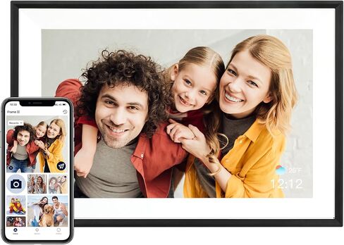 إطار صورة رقمي AEEZO، إطار صور رقمي 10.1 بوصة مع شاشة لمس IPS 1280 * 800 HD، إطار رقمي ذكي مدمج بذاكرة 32 جيجابايت، إعداد سهل التدوير التلقائي عبر تطبيق AiMOR (أسود) in Kuwait