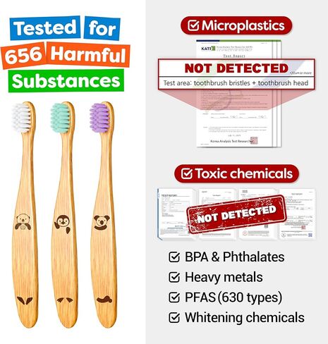 Dr. Noah Microplastic-Free Bamboo Baby Toothbrush | Dentist Designed | 656 Substances Safety Tested | BPA, PFAS & Phthalate Free | 6-Pack | Soft Bristles | Infant to Toddler, 6-12 Months, Age 2-4 Kids in Kuwait