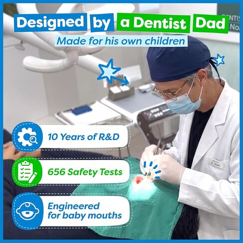 Dr. Noah Microplastic-Free Bamboo Baby Toothbrush | Dentist Designed | 656 Substances Safety Tested | BPA, PFAS & Phthalate Free | 6-Pack | Soft Bristles | Infant to Toddler, 6-12 Months, Age 2-4 Kids in Kuwait