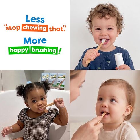 Dr. Noah Microplastic-Free Bamboo Baby Toothbrush | Dentist Designed | 656 Substances Safety Tested | BPA, PFAS & Phthalate Free | 6-Pack | Soft Bristles | Infant to Toddler, 6-12 Months, Age 2-4 Kids in Kuwait