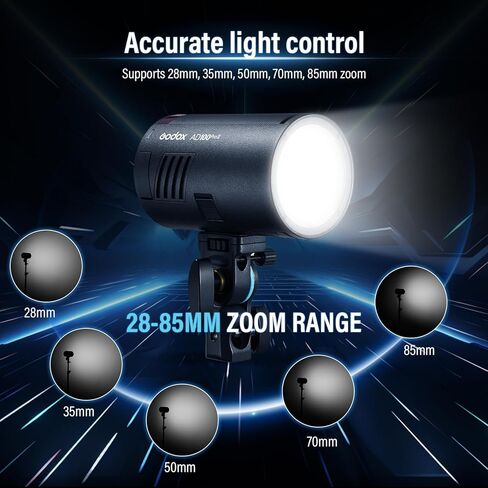 Godox AD100 PRO II AD100Pro II AD100ProII Pocket Flash 2026 Godox 100w Strobe Light 2W LED, 490 Full Power Pops, 0.01–1.5s Recycle, TTL/HSS 1/8000s 2850mAh Battery in Kuwait
