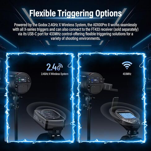 Godox AD100 PRO II AD100Pro II AD100ProII Pocket Flash 2026 Godox 100w Strobe Light 2W LED, 490 Full Power Pops, 0.01–1.5s Recycle, TTL/HSS 1/8000s 2850mAh Battery in Kuwait