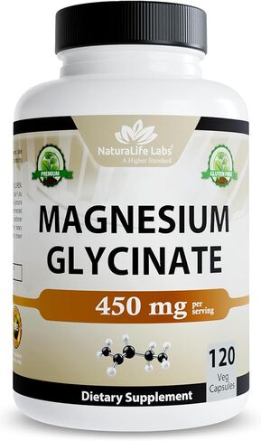 Magnesium Glycinate 450 MG Maximum Bioavailability Chelate No Laxative Effect Vegan Helps Function of Muscles, Bones, Heart Non-GMO in Saudi Arabia