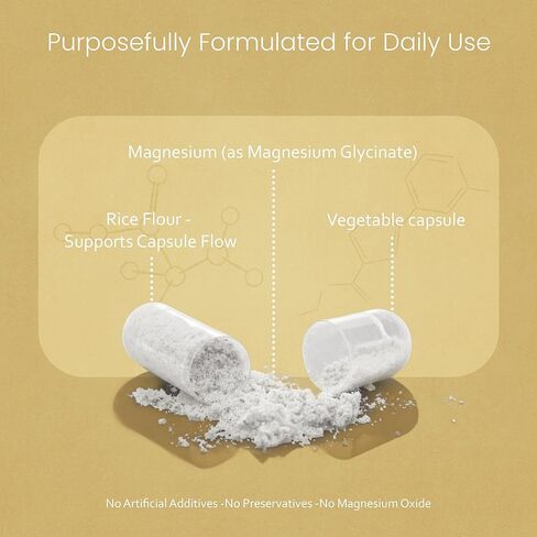 Magnesium Glycinate 450 MG Maximum Bioavailability Chelate No Laxative Effect Vegan Helps Function of Muscles, Bones, Heart Non-GMO in Saudi Arabia