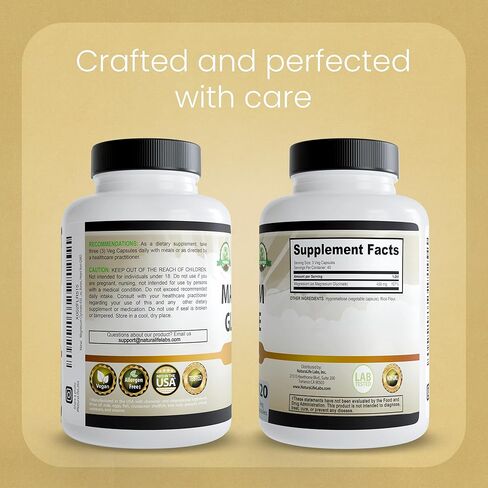 Magnesium Glycinate 450 MG Maximum Bioavailability Chelate No Laxative Effect Vegan Helps Function of Muscles, Bones, Heart Non-GMO in Saudi Arabia