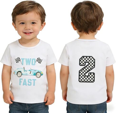 Toddler Boy 2nd Birthday Shirt Short Sleeve Cotton Tee, Two Year Old Birthday Top in Kuwait
