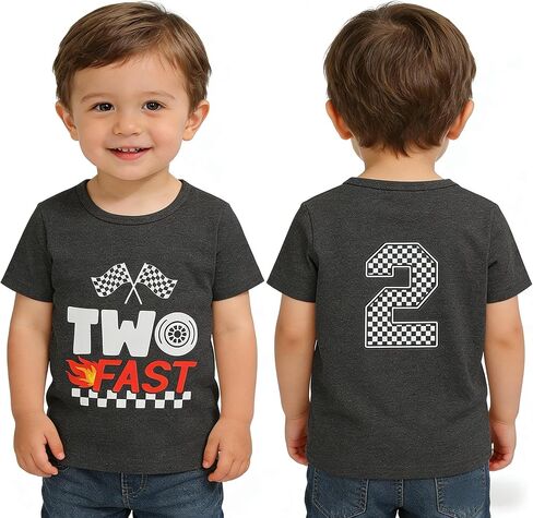 Toddler Boy 2nd Birthday Shirt Short Sleeve Cotton Tee, Two Year Old Birthday Top in Kuwait