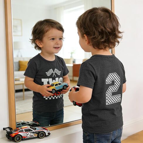 Toddler Boy 2nd Birthday Shirt Short Sleeve Cotton Tee, Two Year Old Birthday Top in Kuwait