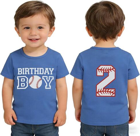 Toddler Boy 2nd Birthday Shirt Short Sleeve Cotton Tee, Two Year Old Birthday Top in Kuwait