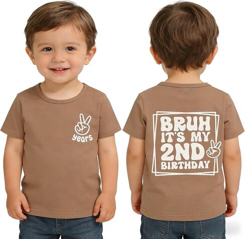 Toddler Boy 2nd Birthday Shirt Short Sleeve Cotton Tee, Two Year Old Birthday Top in Kuwait