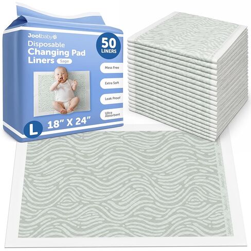 Jool Baby Disposable Changing Pad Liners for Baby (50 Count) Ultra-Absorbent Pee Pads to Protect Surfaces At Home or On the Go – Leakproof & Super Soft - Oatmeal in Kuwait
